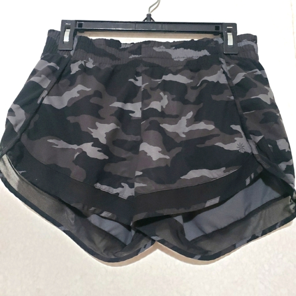Athleta Black and Gray Athletic Shorts with Camouflage Design...size:S